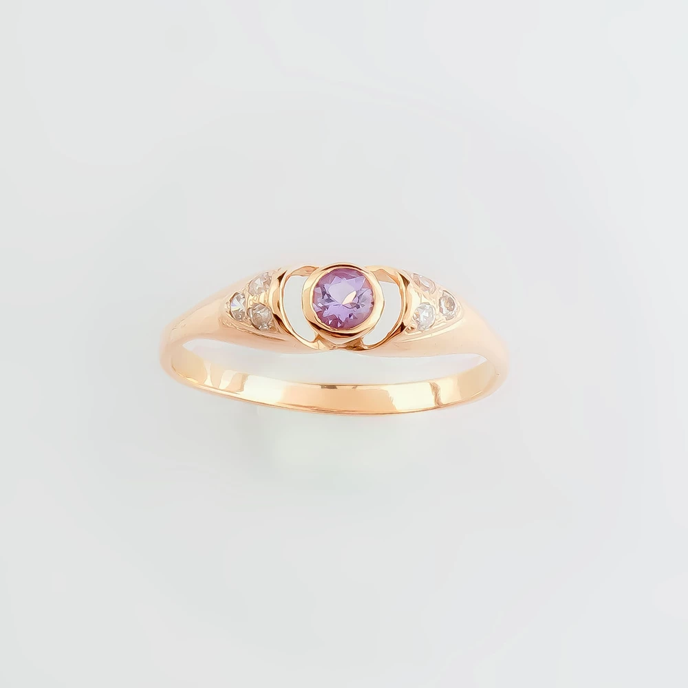 Кольцо с аметистом из красного золота 585 пробы Кольцо с аметистом из красного золота 585 пробы