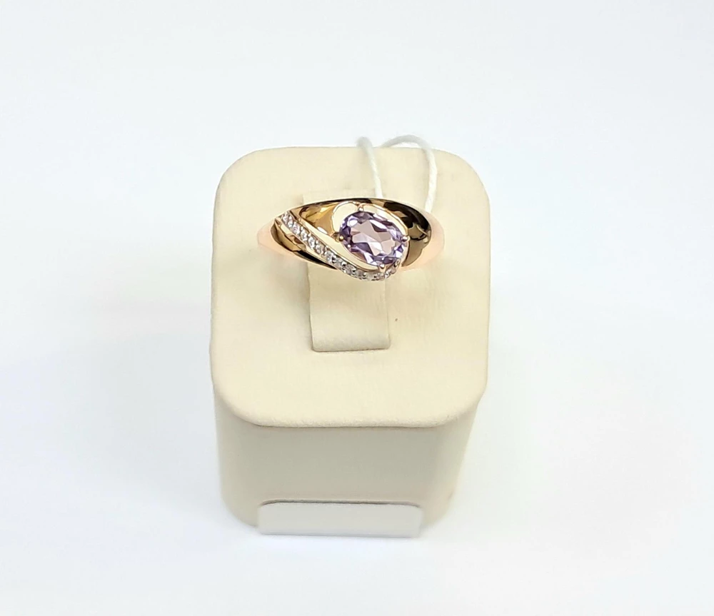 Кольцо с аметистом из красного золота 585 пробы