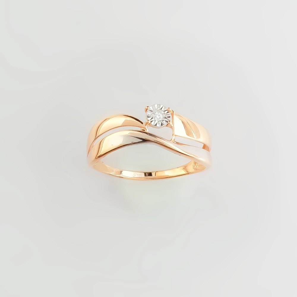 Кольцо с бриллиантом из красного золота 585 пробы