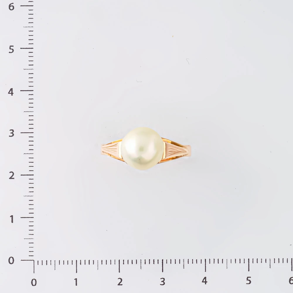 Кольцо с культивированным жемчугом из красного золота 583 пробы