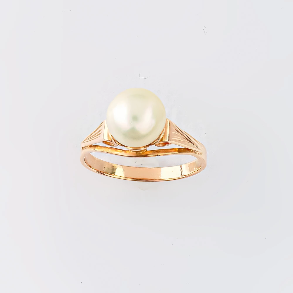 Кольцо с культивированным жемчугом из красного золота 583 пробы
