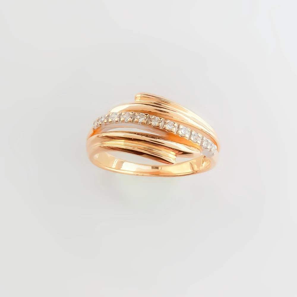 Кольцо с фианитом из красного золота 585 пробы