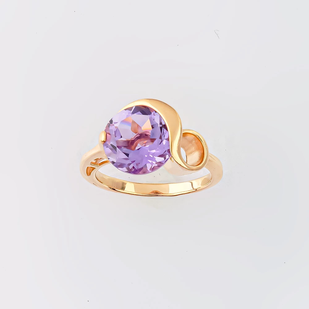 Кольцо с аметистом из красного золота 585 пробы