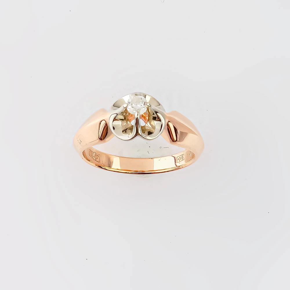 Кольцо с бриллиантом из красного золота 583 пробы