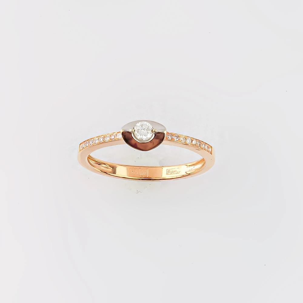 Кольцо с бриллиантом из красного золота 585 пробы