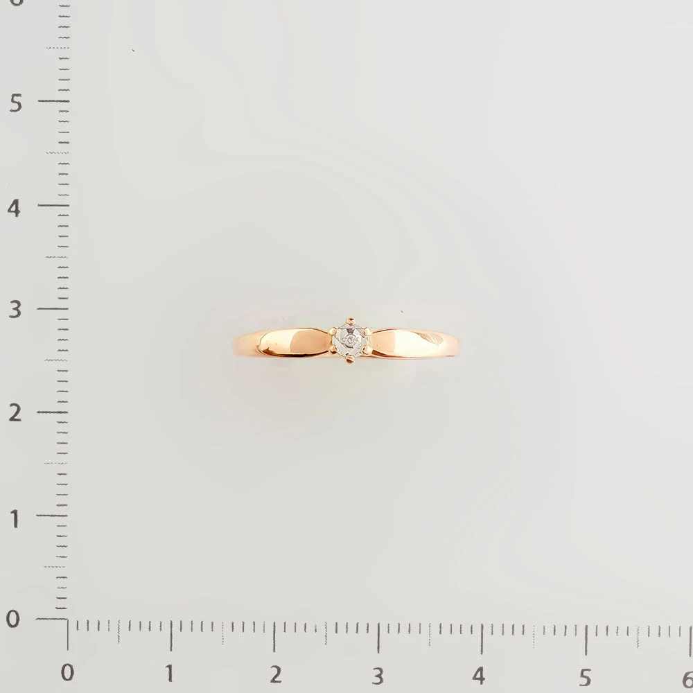 Кольцо с бриллиантом из красного золота 585 пробы