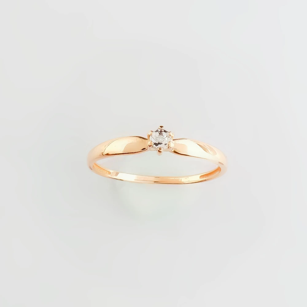 Кольцо с бриллиантом из красного золота 585 пробы