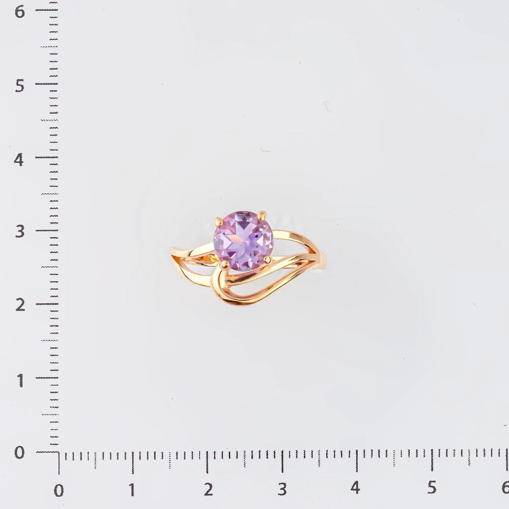 Кольцо с аметистом из красного золота 585 пробы