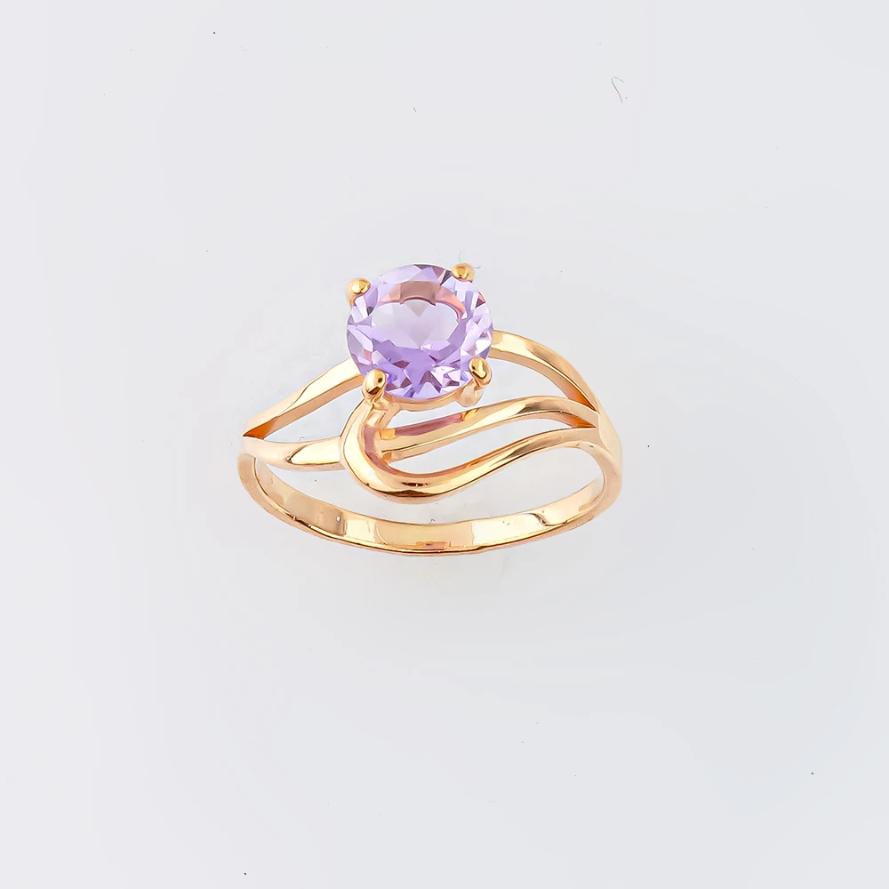 Кольцо с аметистом из красного золота 585 пробы