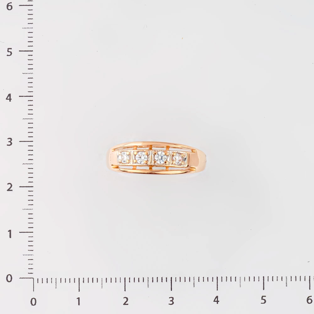 Кольцо с фианитом из красного золота 585 пробы