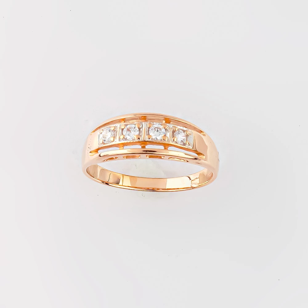 Кольцо с фианитом из красного золота 585 пробы