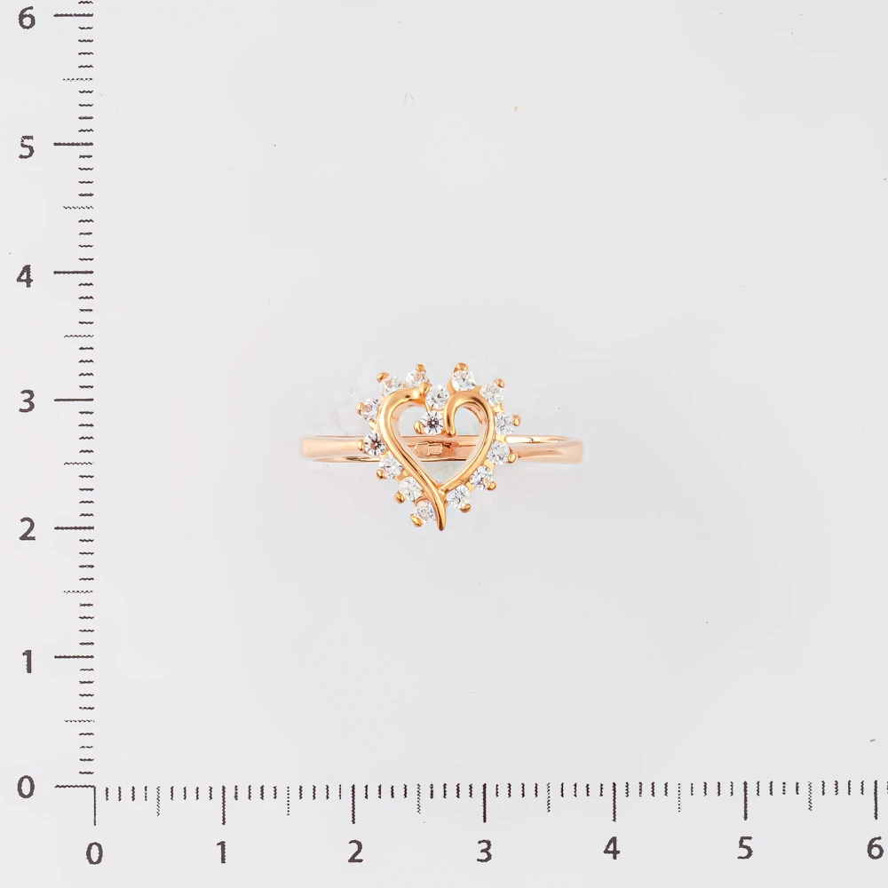 Кольцо с фианитом из красного золота 585 пробы