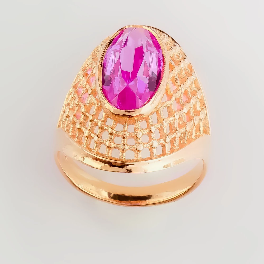 Кольцо с фианитом из красного золота 583 пробы