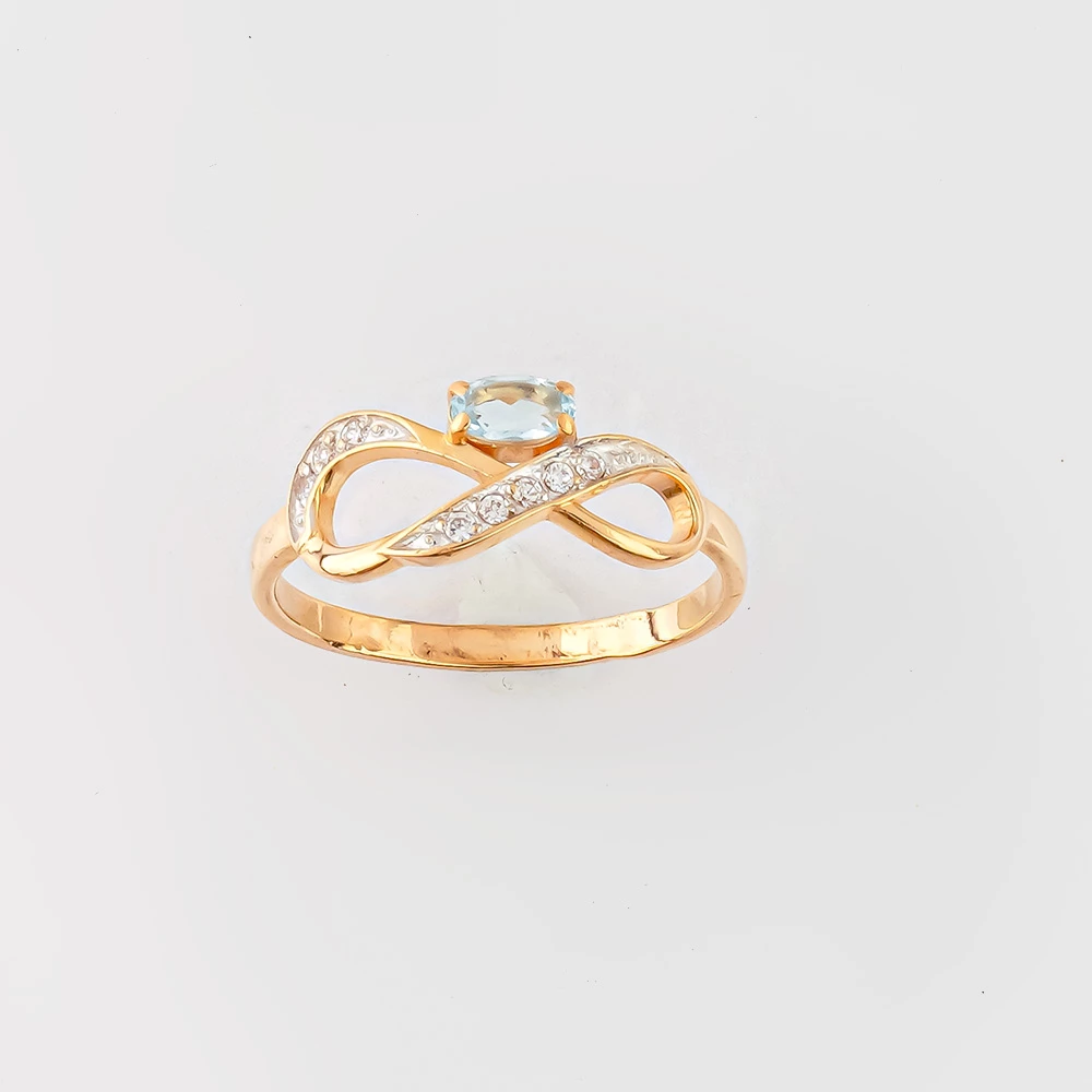 Кольцо с топазом из красного золота 585 пробы