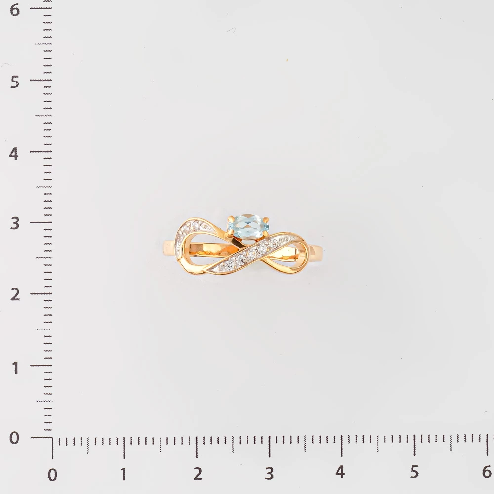 Кольцо с топазом из красного золота 585 пробы