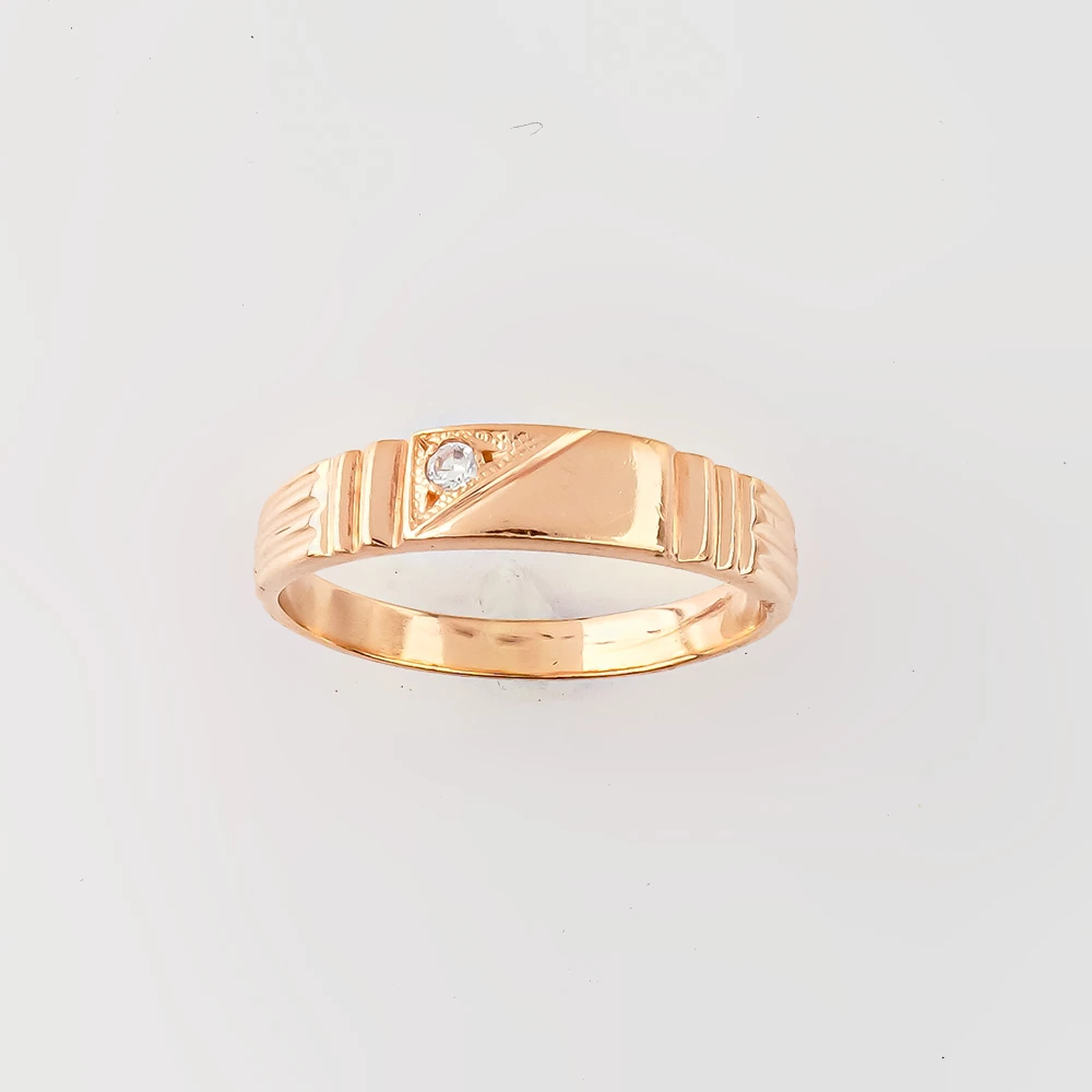 Кольцо с фианитом из красного золота 585 пробы