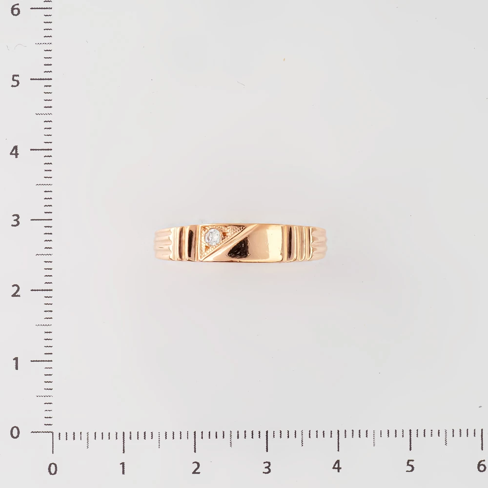 Кольцо с фианитом из красного золота 585 пробы