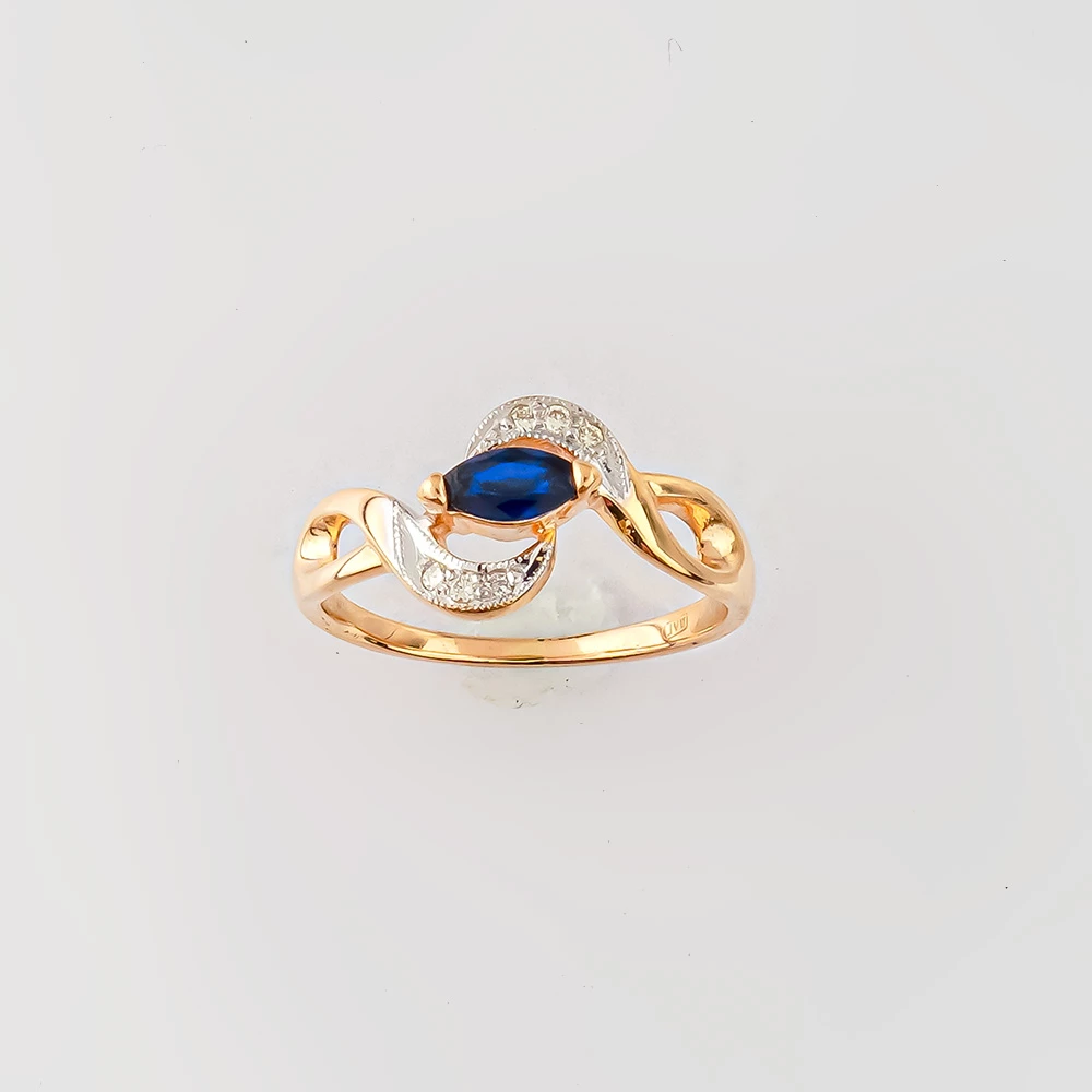 Кольцо с сапфиром из красного золота 585 пробы