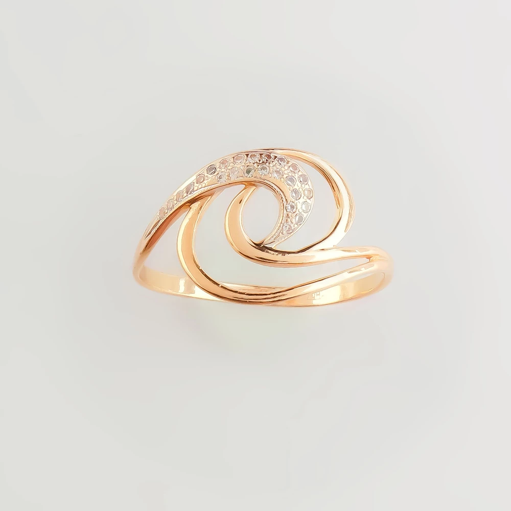 Кольцо с фианитом из красного золота 585 пробы