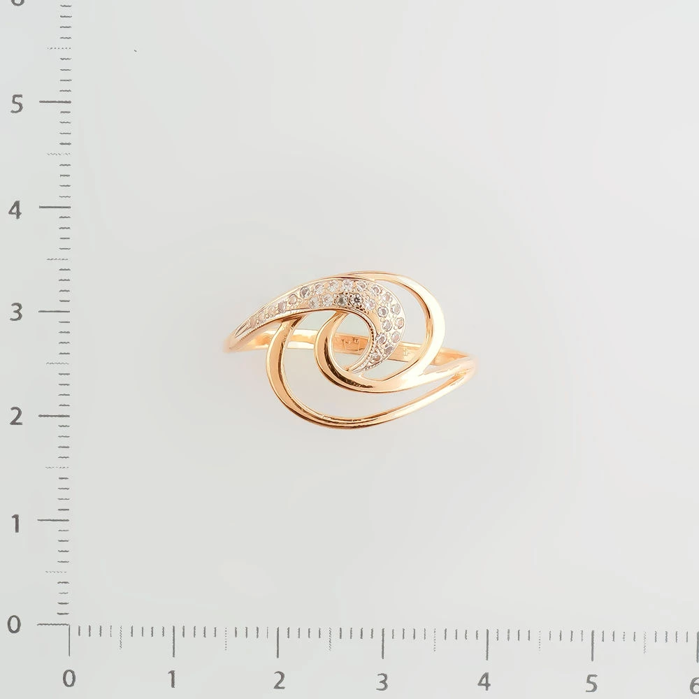 Кольцо с фианитом из красного золота 585 пробы