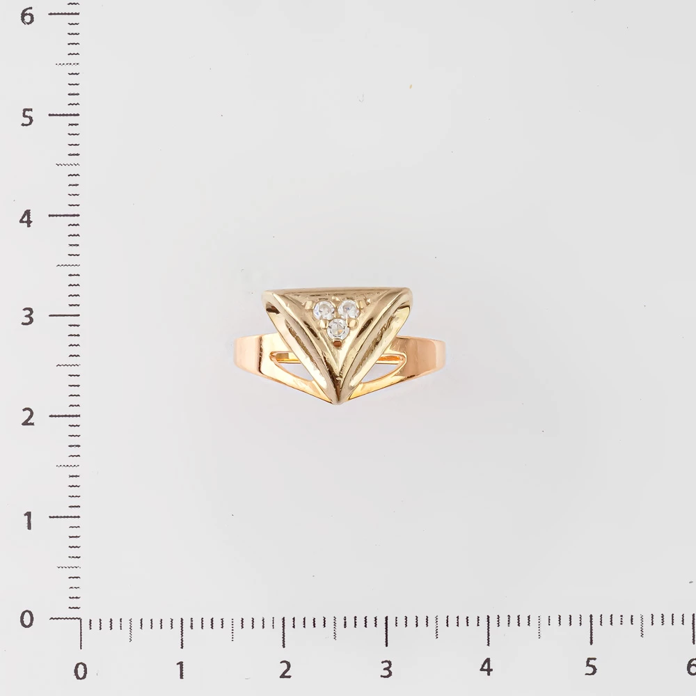 Кольцо с фианитом из красного золота 585 пробы