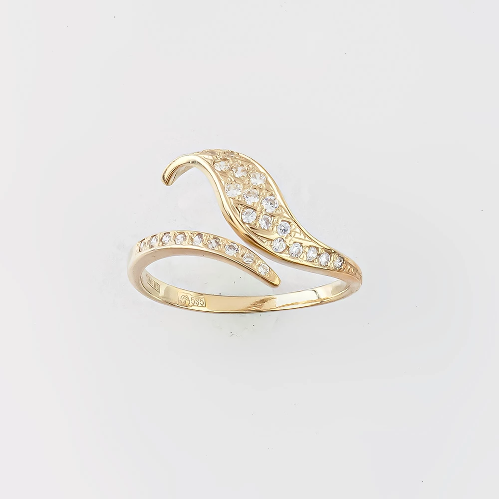 Кольцо с фианитом из белого золота 585 пробы