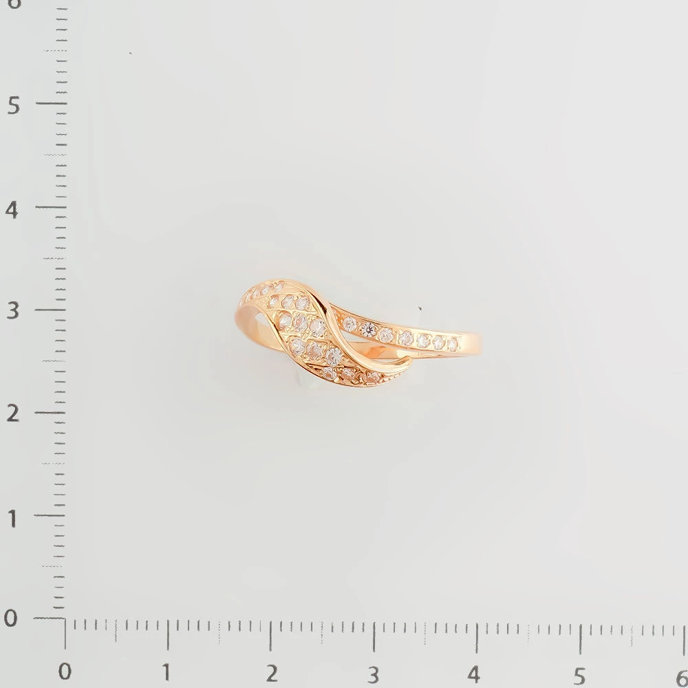 Кольцо с фианитом из красного золота 585 пробы