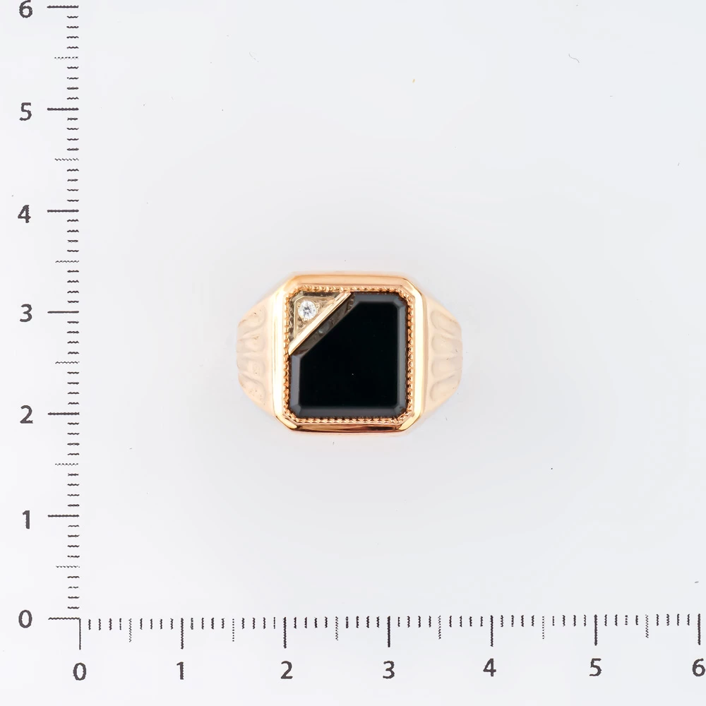 Кольцо с агатом из красного золота 585 пробы