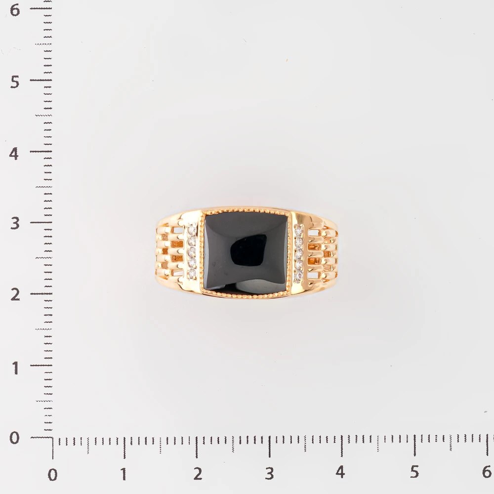 Кольцо с ониксом из красного золота 585 пробы