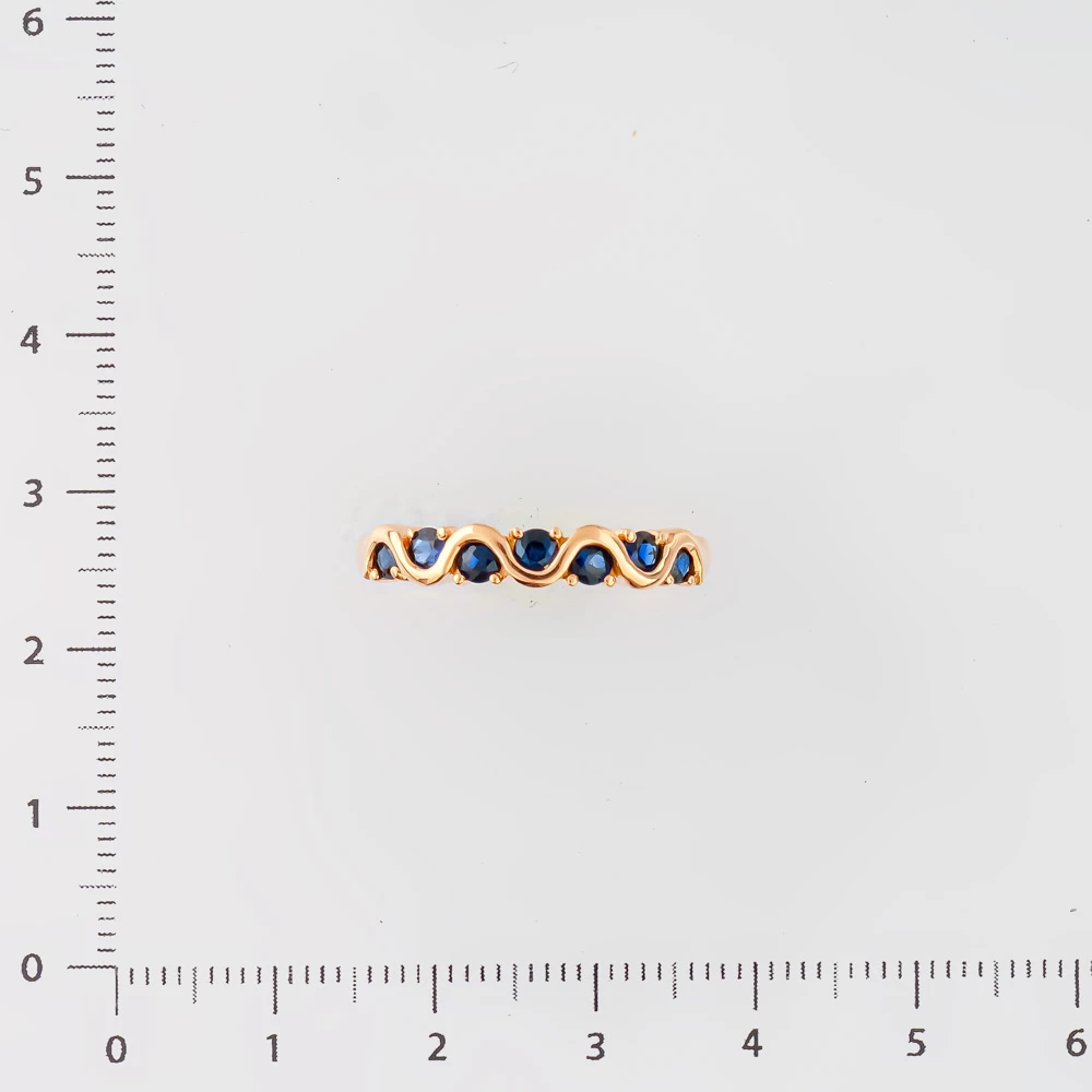 Кольцо с сапфиром синтетическим из красного золота 585 пробы