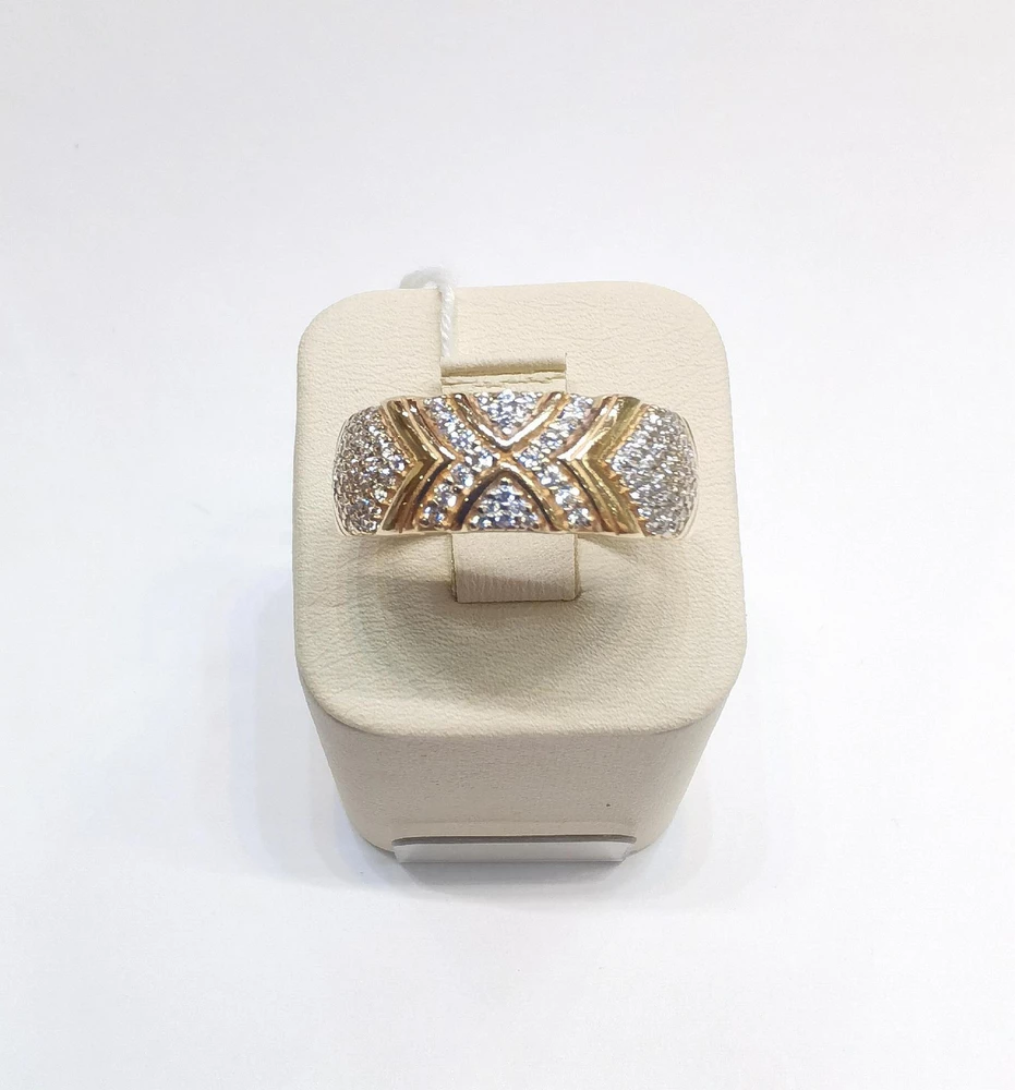 Кольцо с фианитом из красного золота 585 пробы