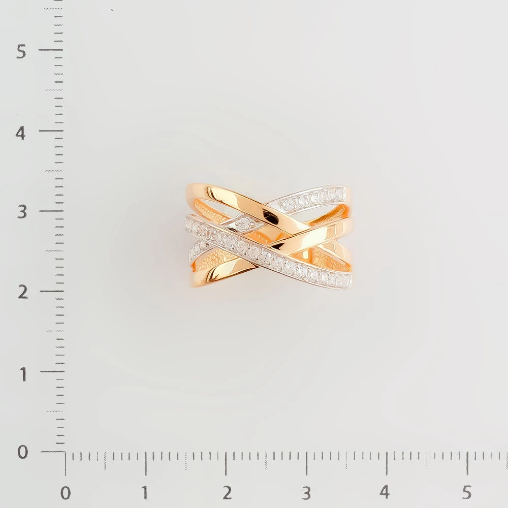 Кольцо с фианитом из красного золота 585 пробы