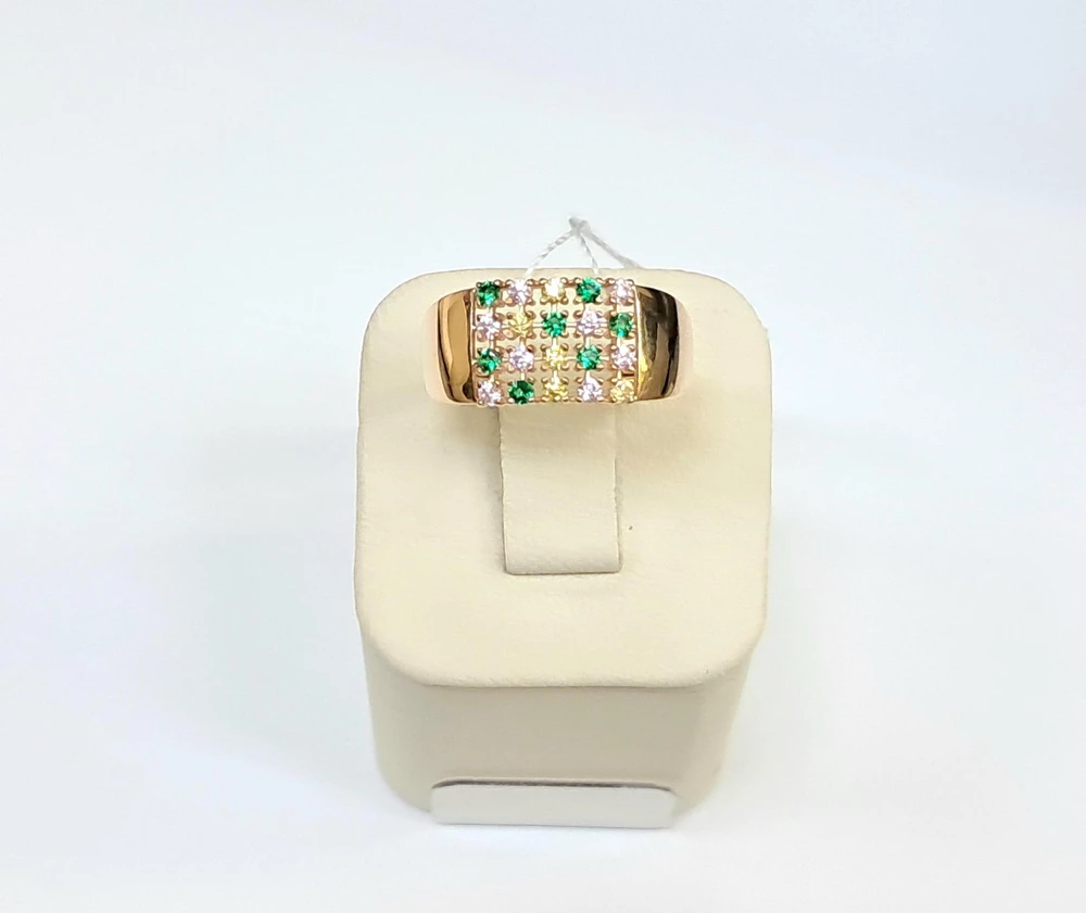 Кольцо с фианитом из красного золота 585 пробы