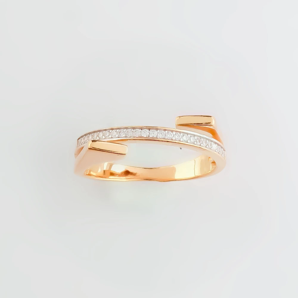 Кольцо с фианитом из красного золота 585 пробы