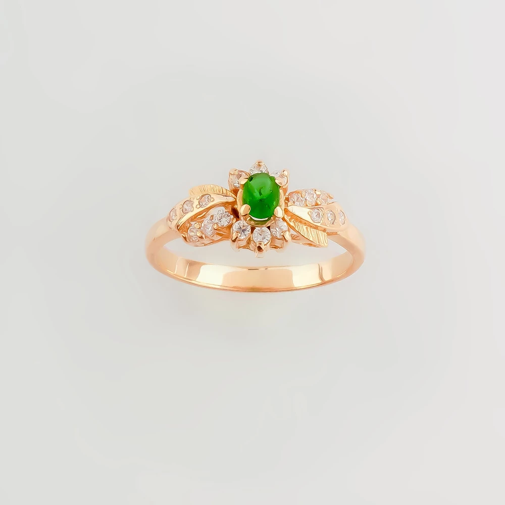 Кольцо с фианитом из красного золота 585 пробы