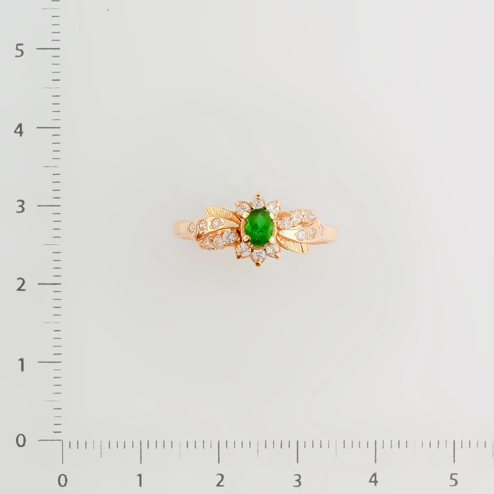 Кольцо с фианитом из красного золота 585 пробы