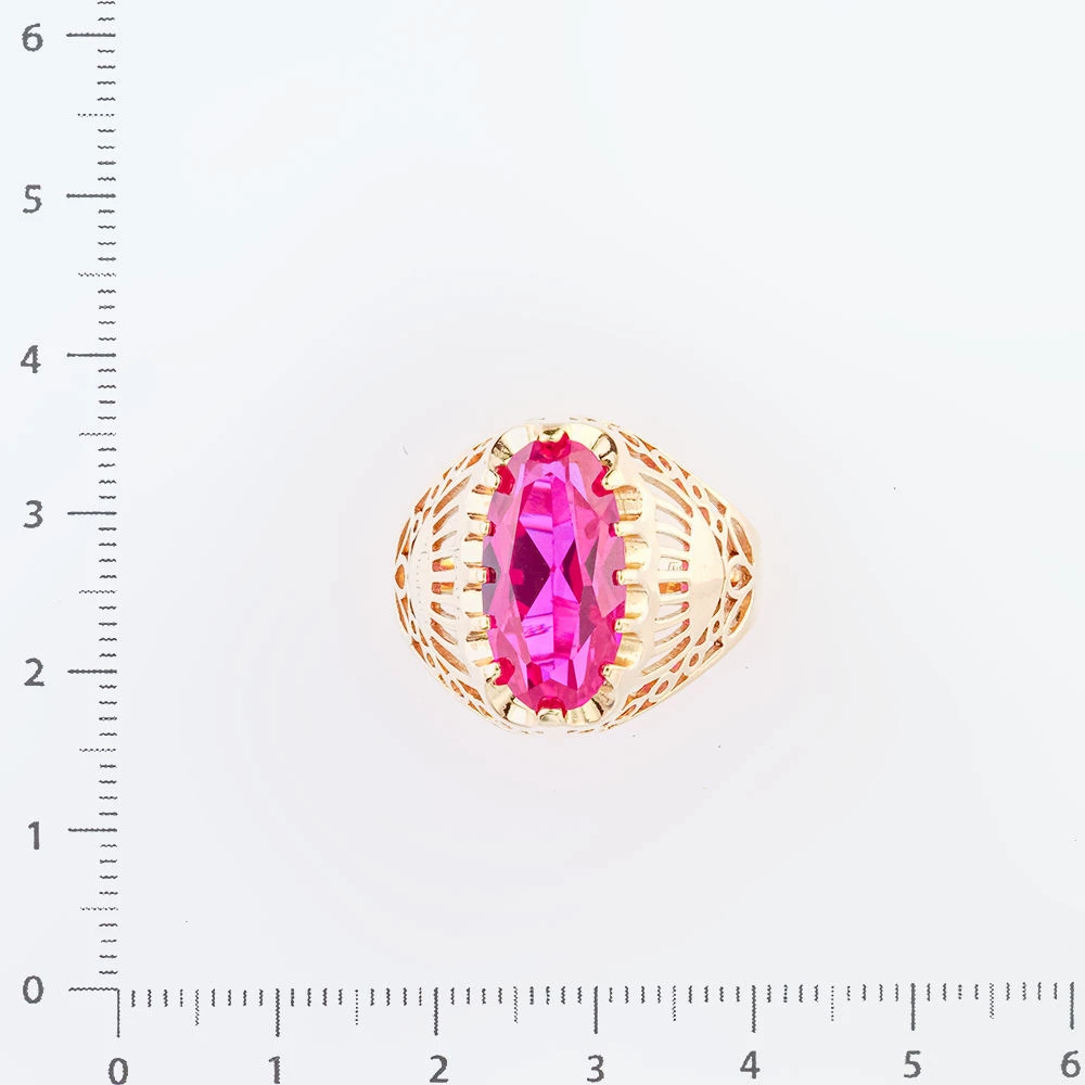 Кольцо с фианитом из красного золота 585 пробы