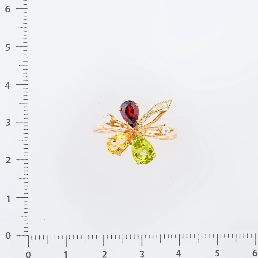 Кольцо с гранатом из красного золота 585 пробы