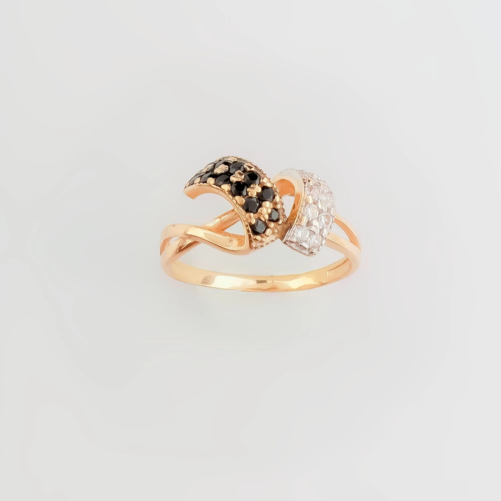 Кольцо с фианитом из красного золота 585 пробы