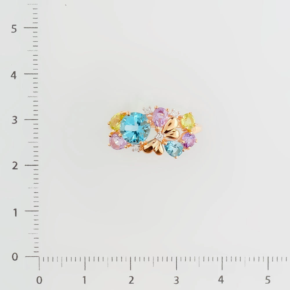 Кольцо с топазом из красного золота 585 пробы