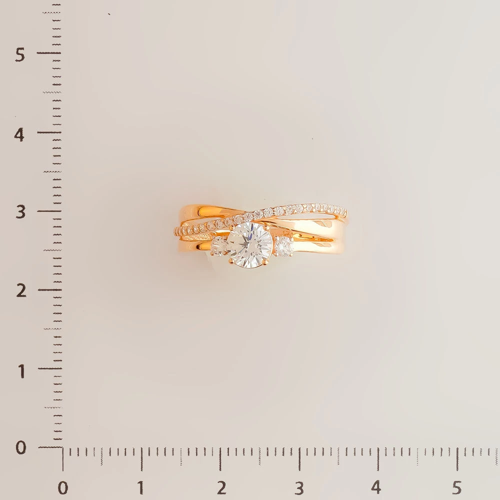 Кольцо с фианитом из красного золота 585 пробы