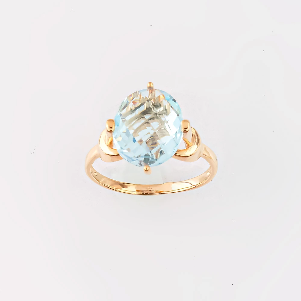 Кольцо с топазом из красного золота 585 пробы