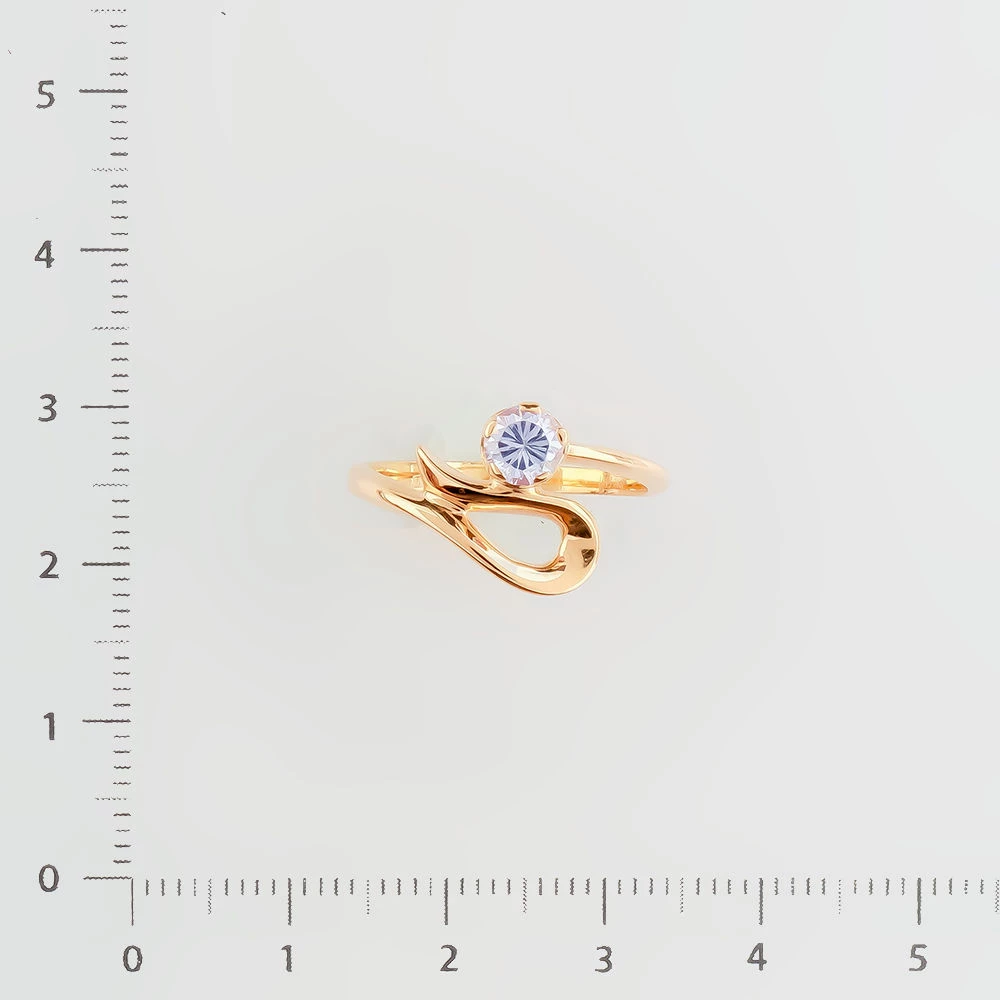 Кольцо с фианитом из красного золота 585 пробы