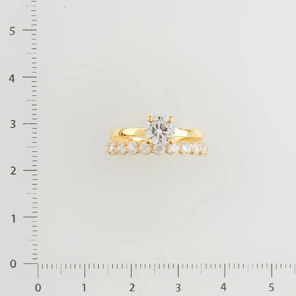 Кольцо с фианитом из желтого золота 585 пробы