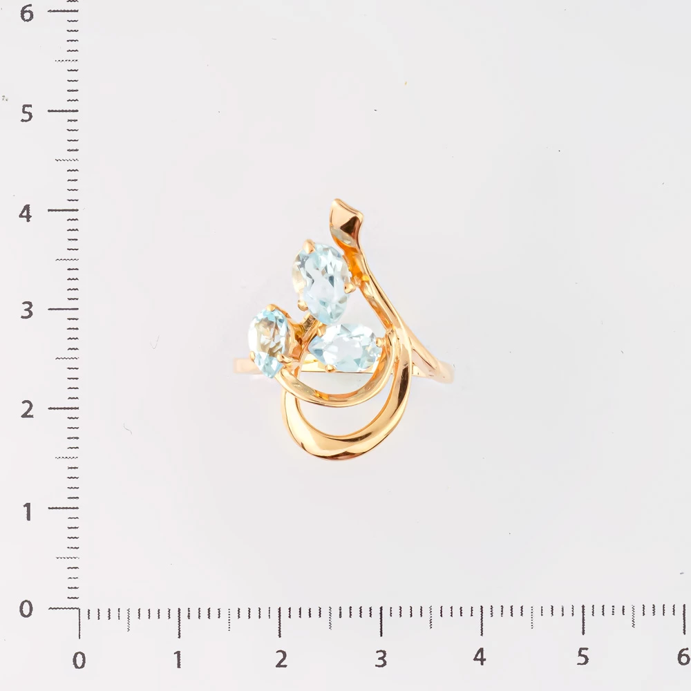 Кольцо с топазом из красного золота 585 пробы