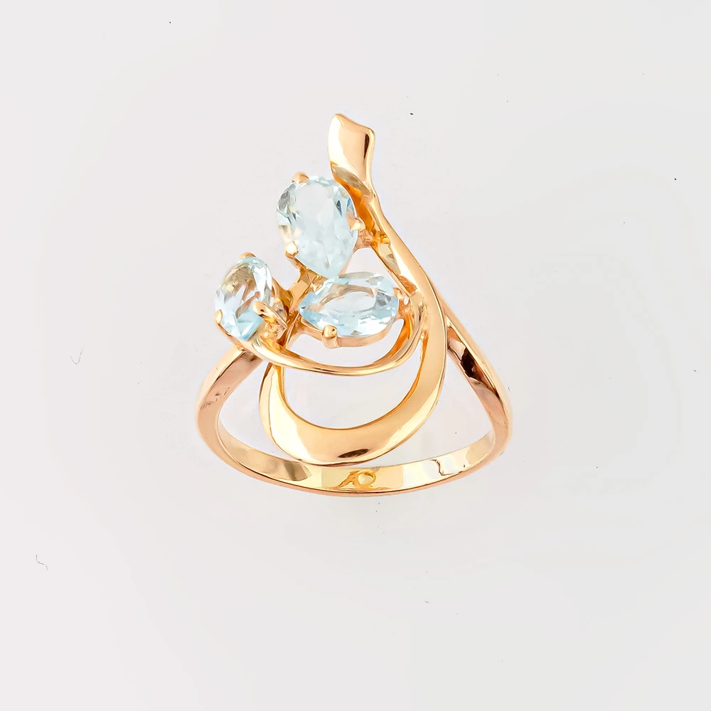 Кольцо с топазом из красного золота 585 пробы