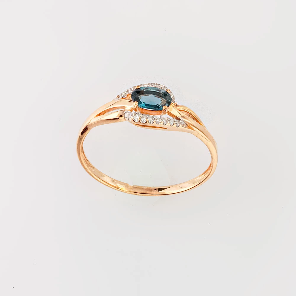 Кольцо с топазом лондон из красного золота 585 пробы