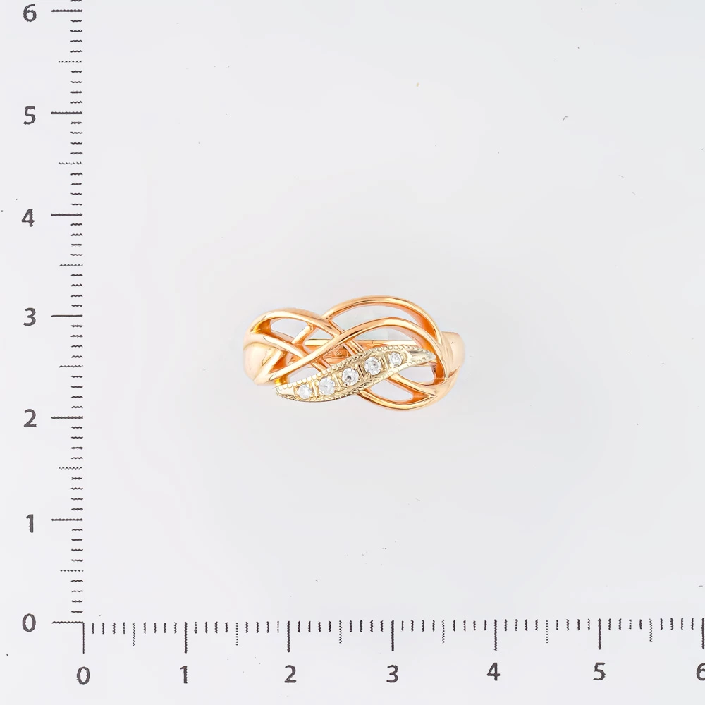 Кольцо с фианитом из красного золота 585 пробы