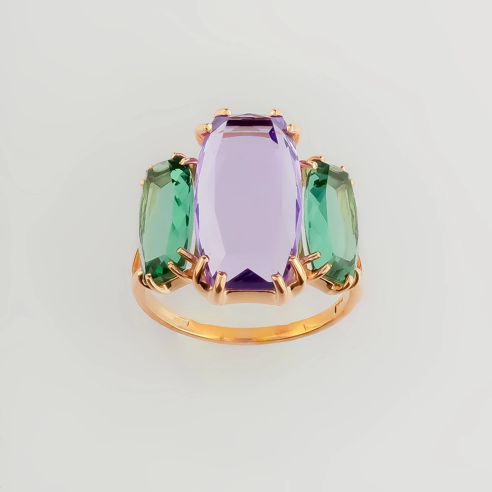 Кольцо с ситаллом из красного золота 585 пробы