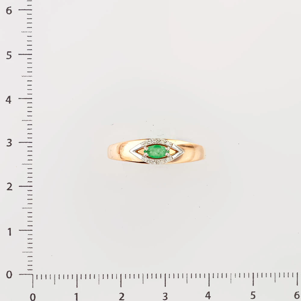 Кольцо с изумрудом из красного золота 585 пробы